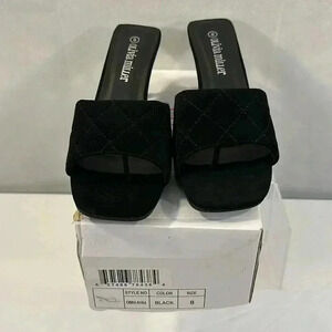 Olivia Miller quilted Dress Slide Sandals Black Size 8